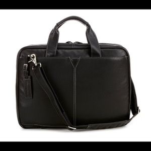 Johnston & Murphy Tumbled Leather Laptop Briefcase